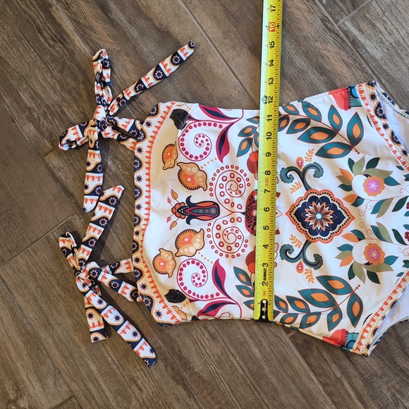 FARM Rio Vibes Floral One Piece Swimsuit Tie Straps, Elongated Small - Picture 6 of 9